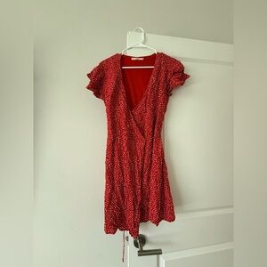miami Red Polka Dot Mini Wrap Dress